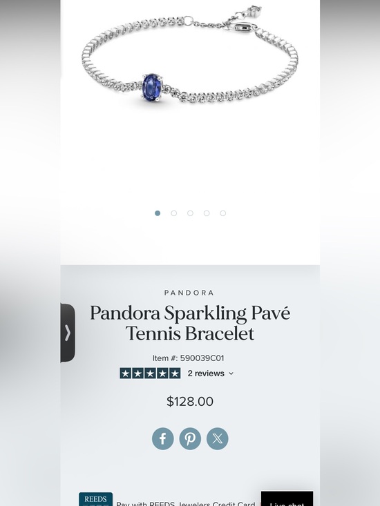 Pandora Jewelry - Pandora Silver Tennis Bracelet with Blue Oval Stone